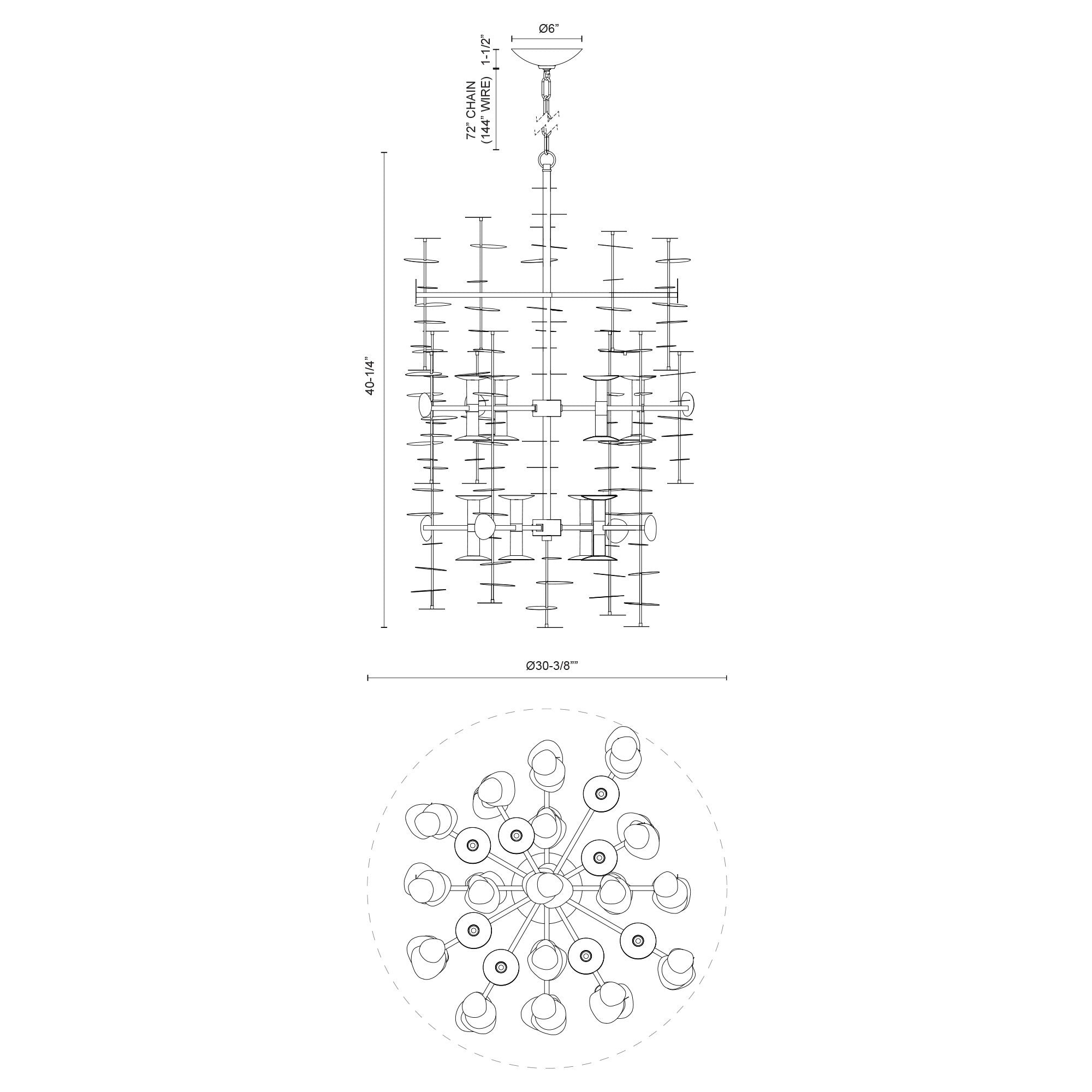 Yukari 41-in Steel Chandelier