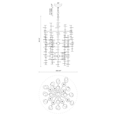 Yukari 41-in Steel Chandelier