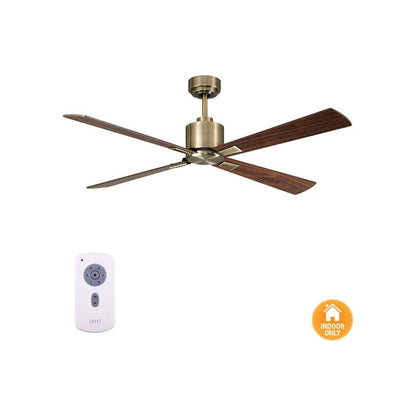 52 Inch DC Brass Fan in Antique Brass with Walnut Blades