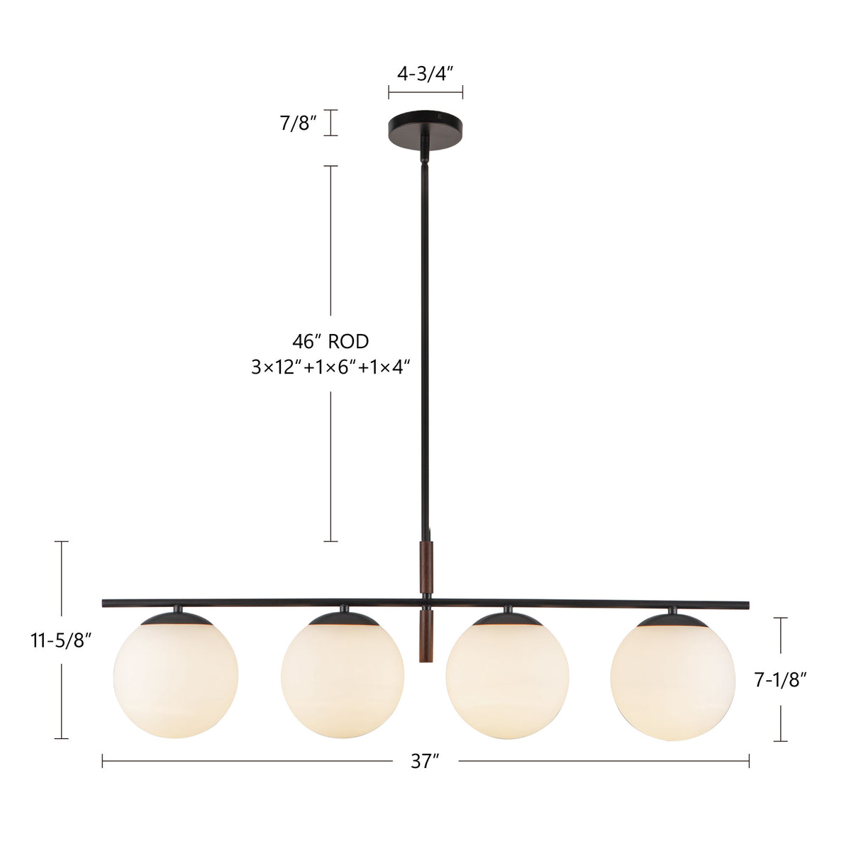 Zuri 37-in Steel Linear Pendant