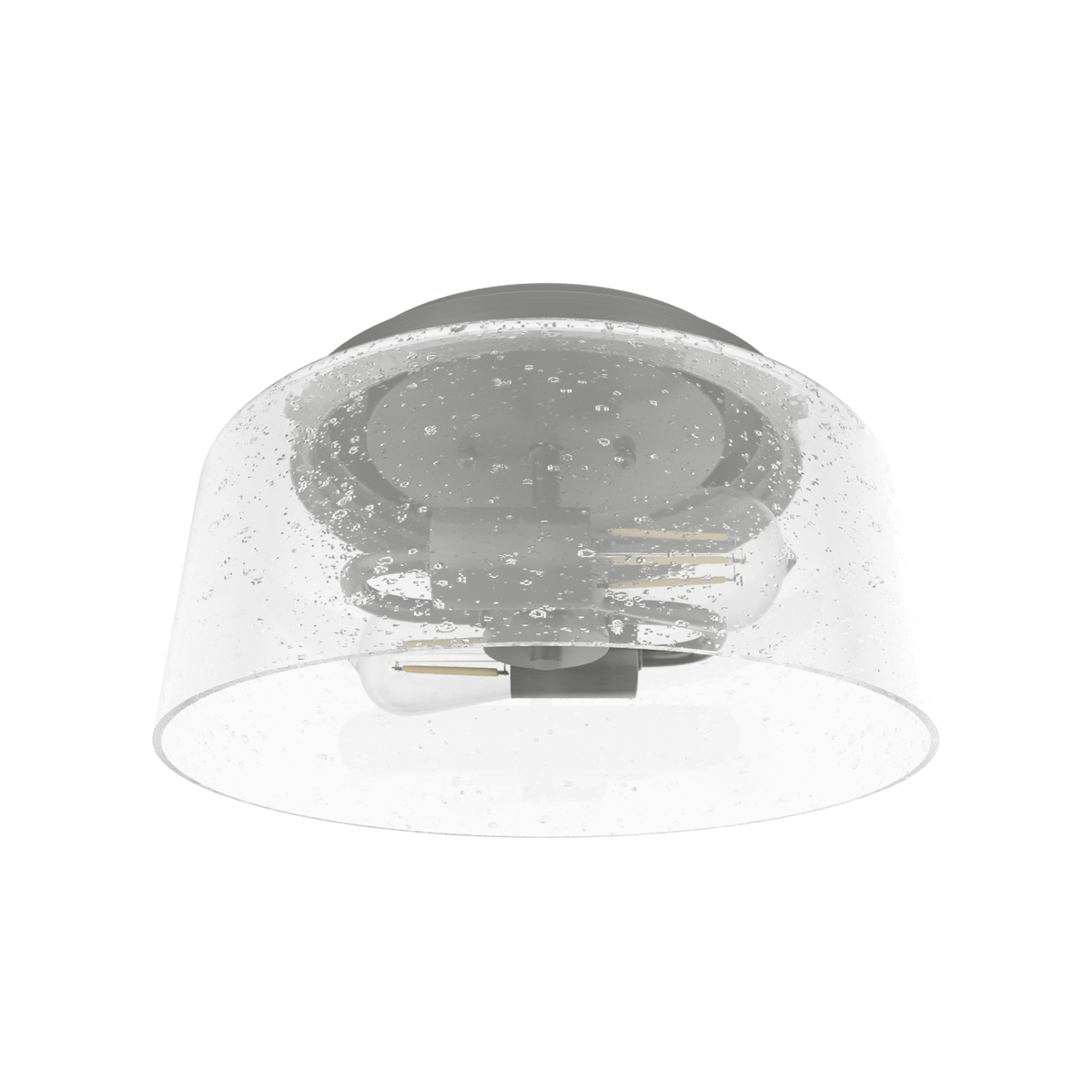 Hartland 11.5-inch 2-light Brushed Nickel Flush Mount Ceiling Light with Seeded Glass
