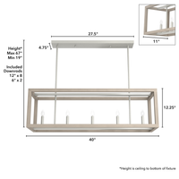 Squire Manor 40-inch 5-light Brushed Nickel and Bleached Wood Linear Chandelier