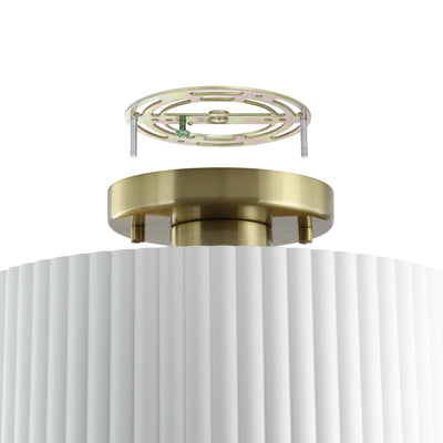 Leilani 11-inch 1-light Brushed Gold Semi-Flush Mount with Matte White and Gold Metal Shade