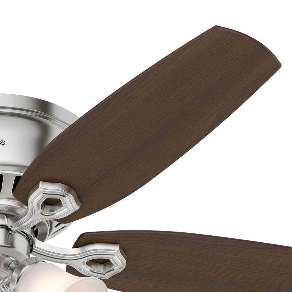 52 inch Builder Brushed Nickel Low Profile Ceiling Fan with LED Light Kit and Pull Chain