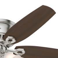 52 inch Builder Brushed Nickel Low Profile Ceiling Fan with LED Light Kit and Pull Chain