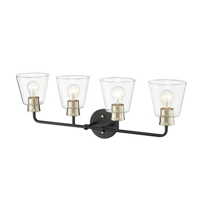 30'' Cameron Matte Black/Modern Gold 4 Light Bath Vanity