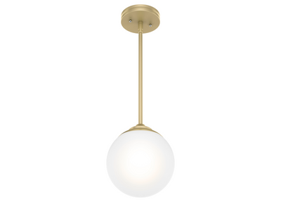 Hepburn 8-inch 1-light Modern Brass Globe Pendant with Cased White Glass
