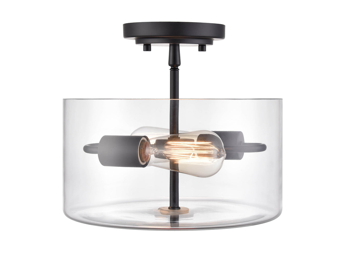 10'' Verlana Matte BlackClear 2 Light Semi-Flush Mount