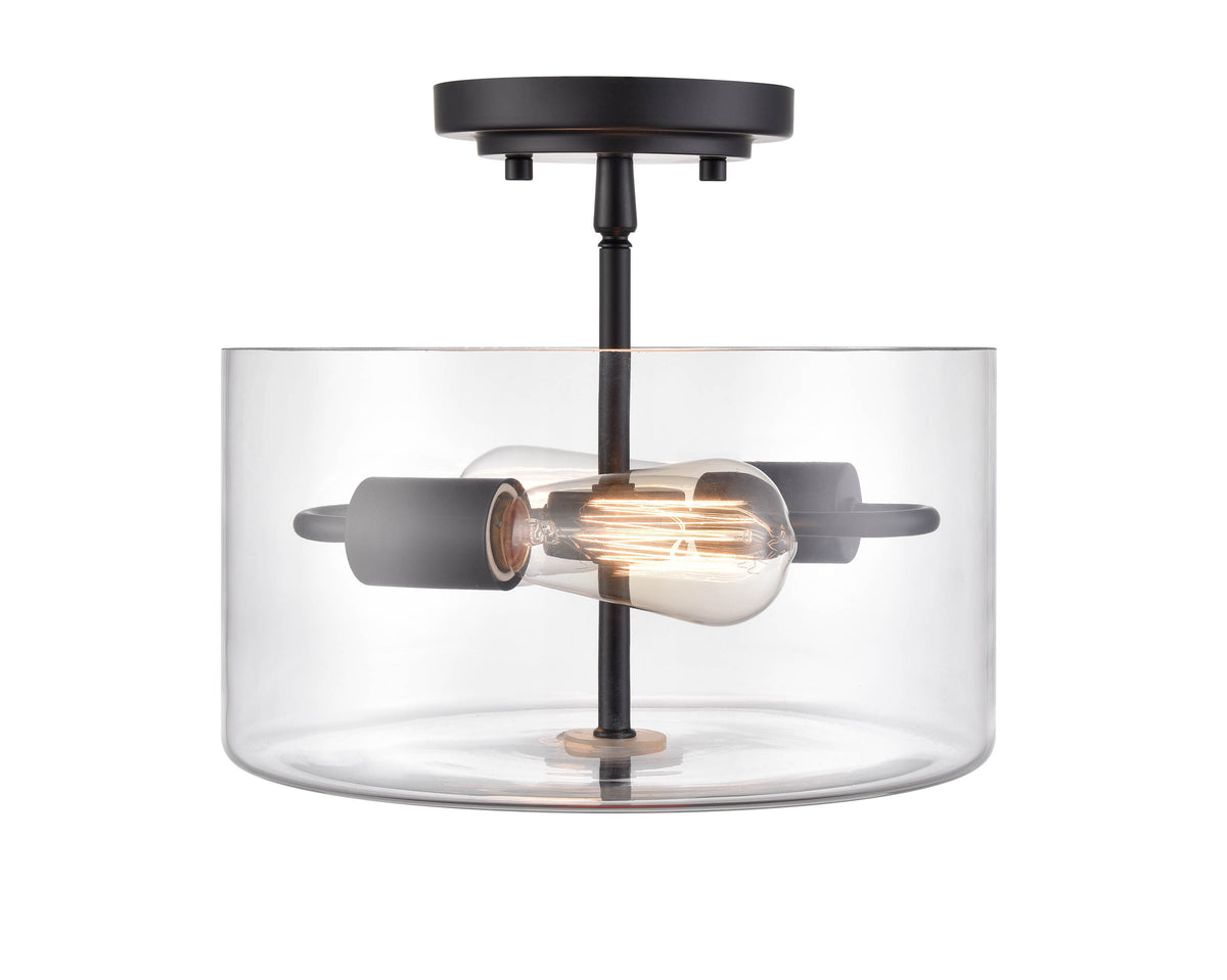 10'' Verlana Matte BlackClear 2 Light Semi-Flush Mount