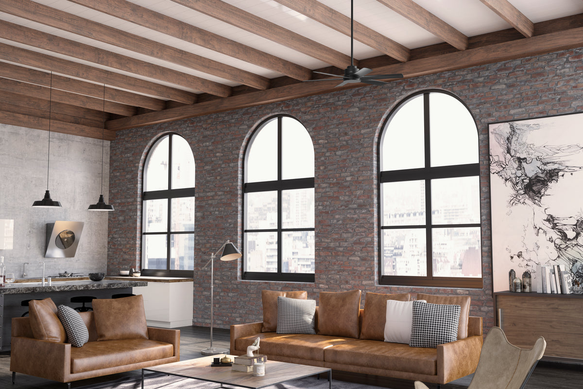 52 inch Kennicott Matte Black Damp Rated Ceiling Fan and Wall Control