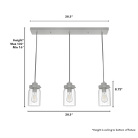 Devon Park 28.5-inch 3-light Brushed Nickel Linear Pendant Cluster with Clear Glass