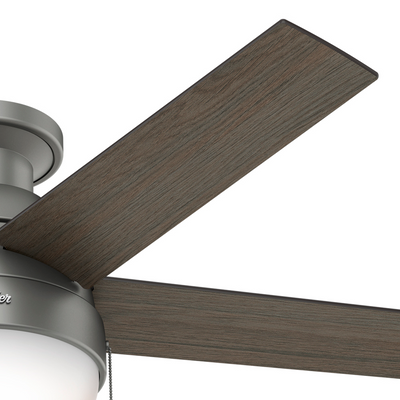 46 inch Anslee Matte Silver Low Profile Ceiling Fan with LED Light Kit and Pull Chain