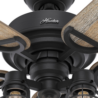 52 inch Starklake Natural Black Iron Damp Rated Ceiling Fan with LED Light Kit and Pull Chain