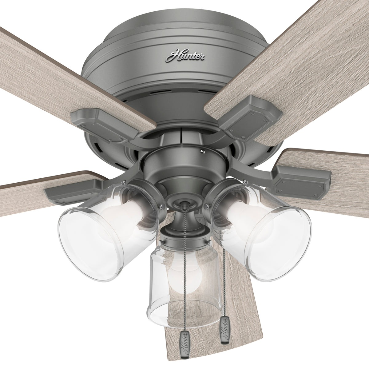 52 inch Crestfield Matte Silver Low Profile Ceiling Fan with LED Light Kit and Pull Chain