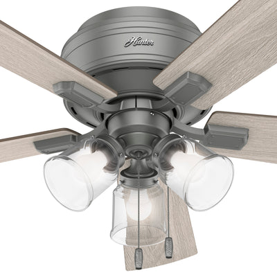 52 inch Crestfield Matte Silver Low Profile Ceiling Fan with LED Light Kit and Pull Chain