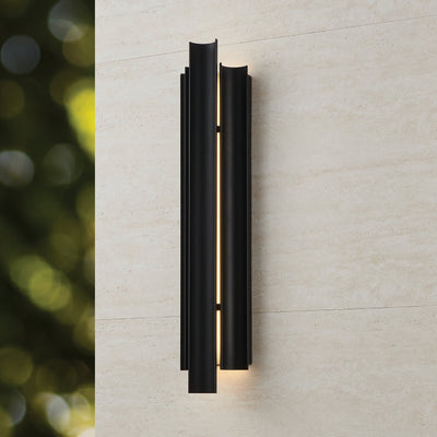 Kestrel 30-inch 3-light Textured Black 5CCT LED Exterior Wall Sconce