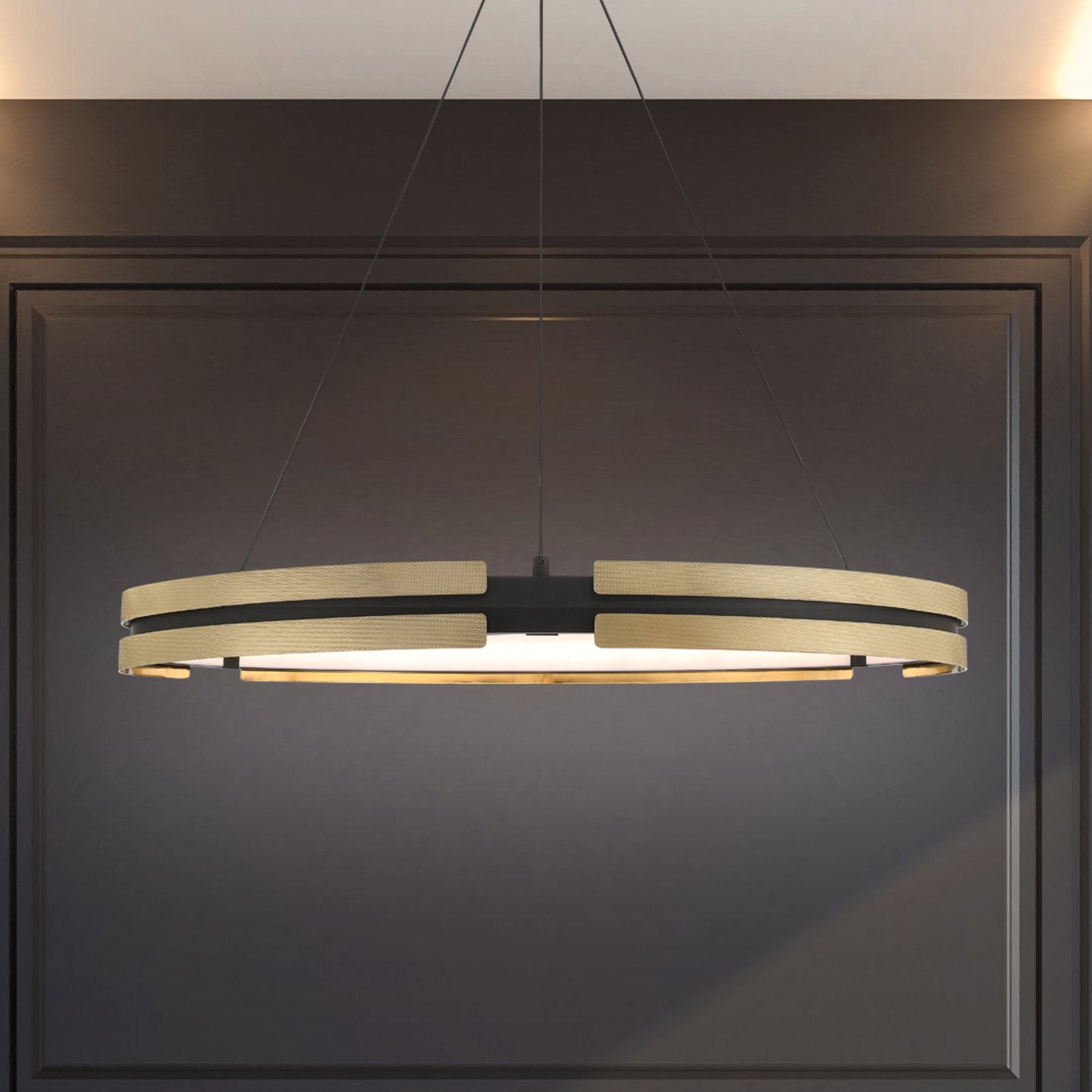 Grazia 36-inch Matte Black and Brushed Gold LED Chandelier