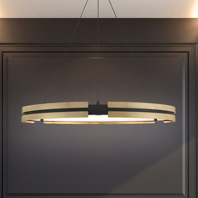 Grazia 36-inch Matte Black and Brushed Gold LED Chandelier