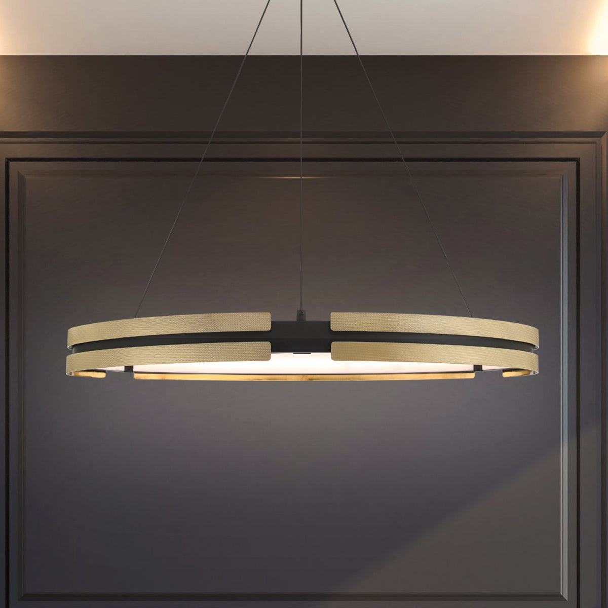 Grazia 36-inch Matte Black and Brushed Gold LED Chandelier