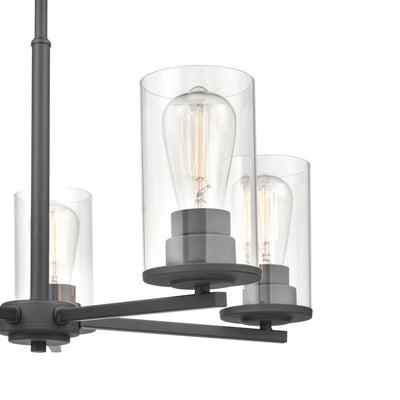 24-inch Verlana Matte Black 5-Light Clear Glass Chandelier