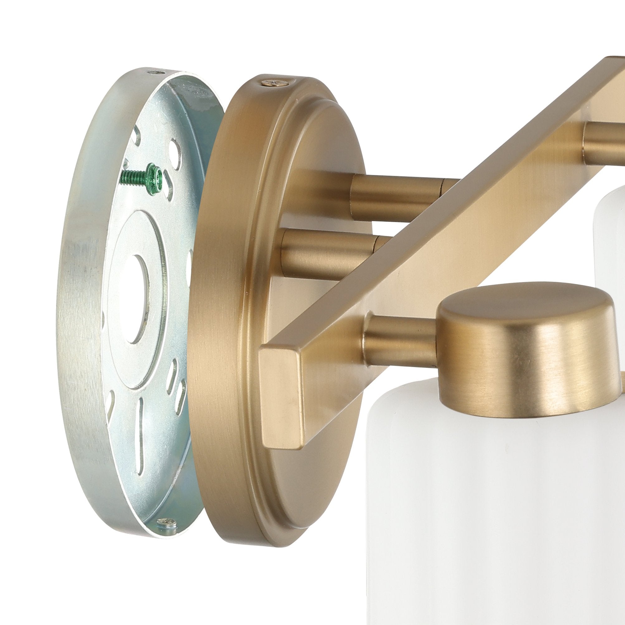 Bedminster 14-inch 2-light Champagne Gold Vanity Light with Etched Opal Ribbed Glass Shades