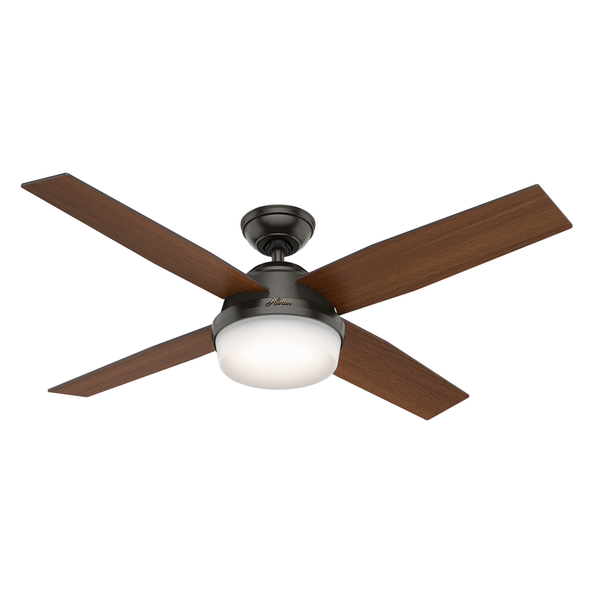52 inch Dempsey Matte Black Damp Rated Ceiling Fan with LED Light Kit and Handheld Remote