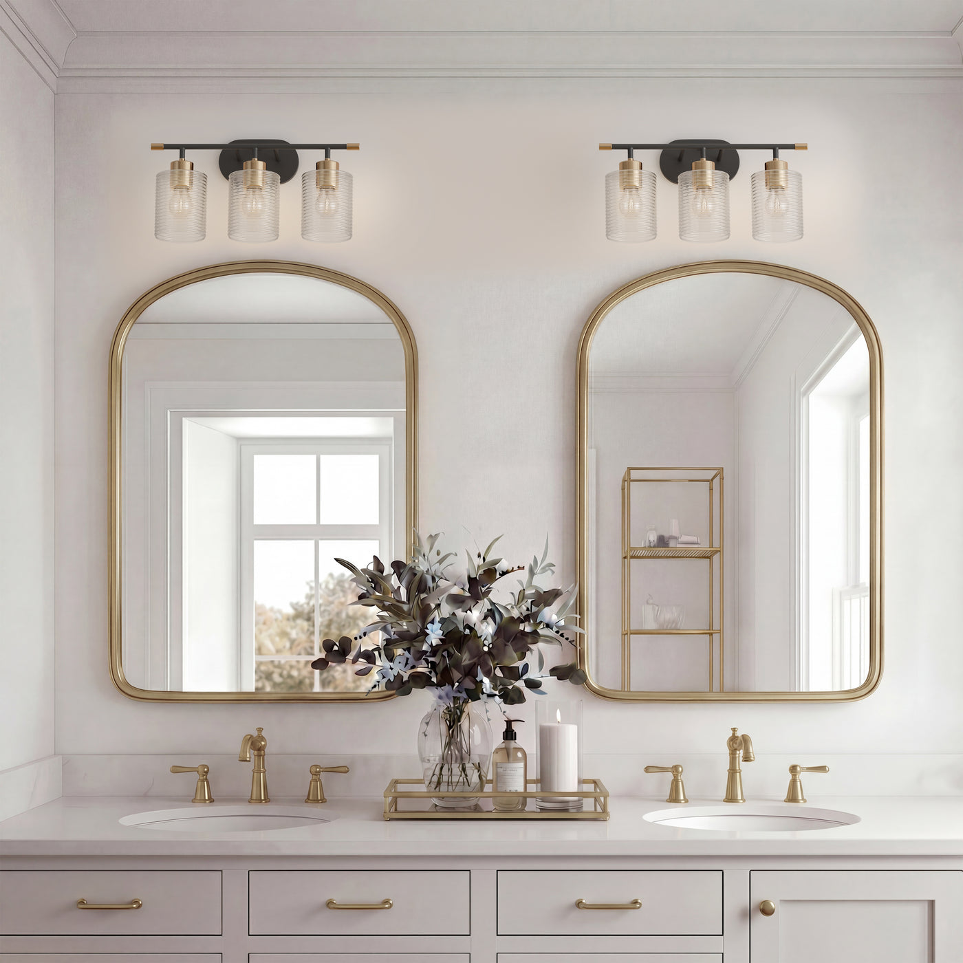 20.25'' Renitta Matte Black/Modern Gold 3 Light Bath Vanity