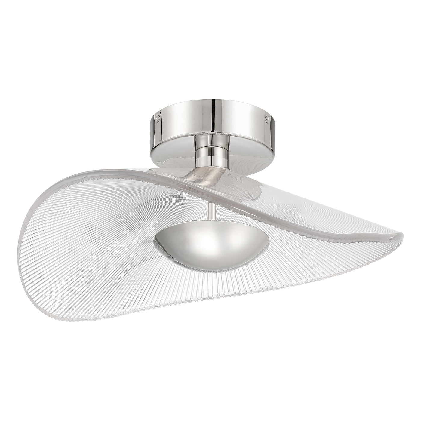 Novella 18-inch Polished Nickel LED Convertible Pendant with Clear Ribbed Glass Shade