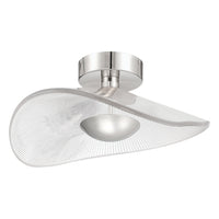Novella 18-inch Polished Nickel LED Convertible Pendant with Clear Ribbed Glass Shade