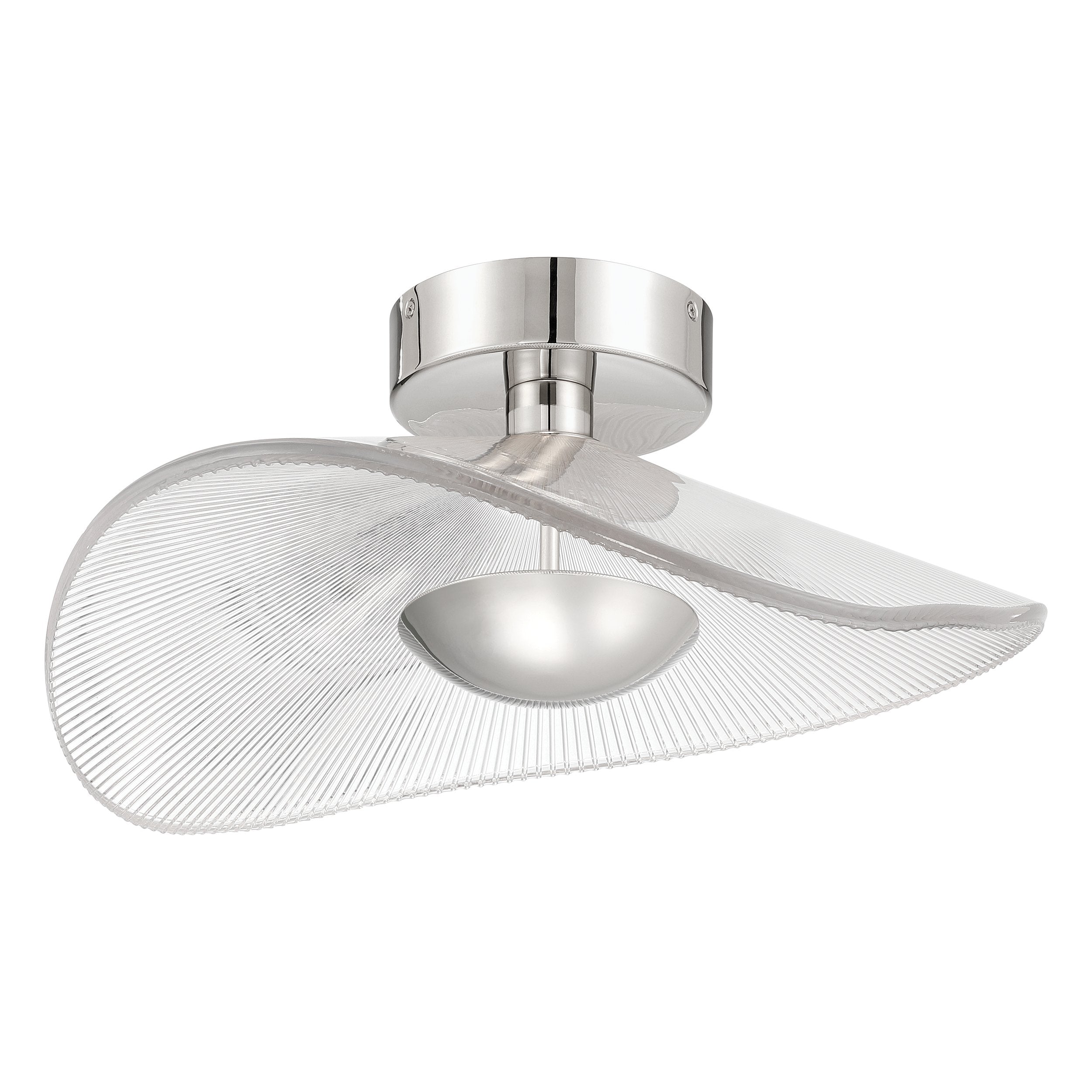 Novella 18-inch Polished Nickel LED Convertible Pendant with Clear Ribbed Glass Shade