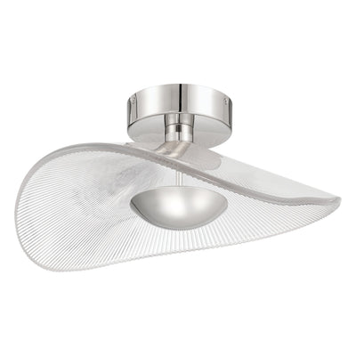 Novella 18-inch Polished Nickel LED Convertible Pendant with Clear Ribbed Glass Shade