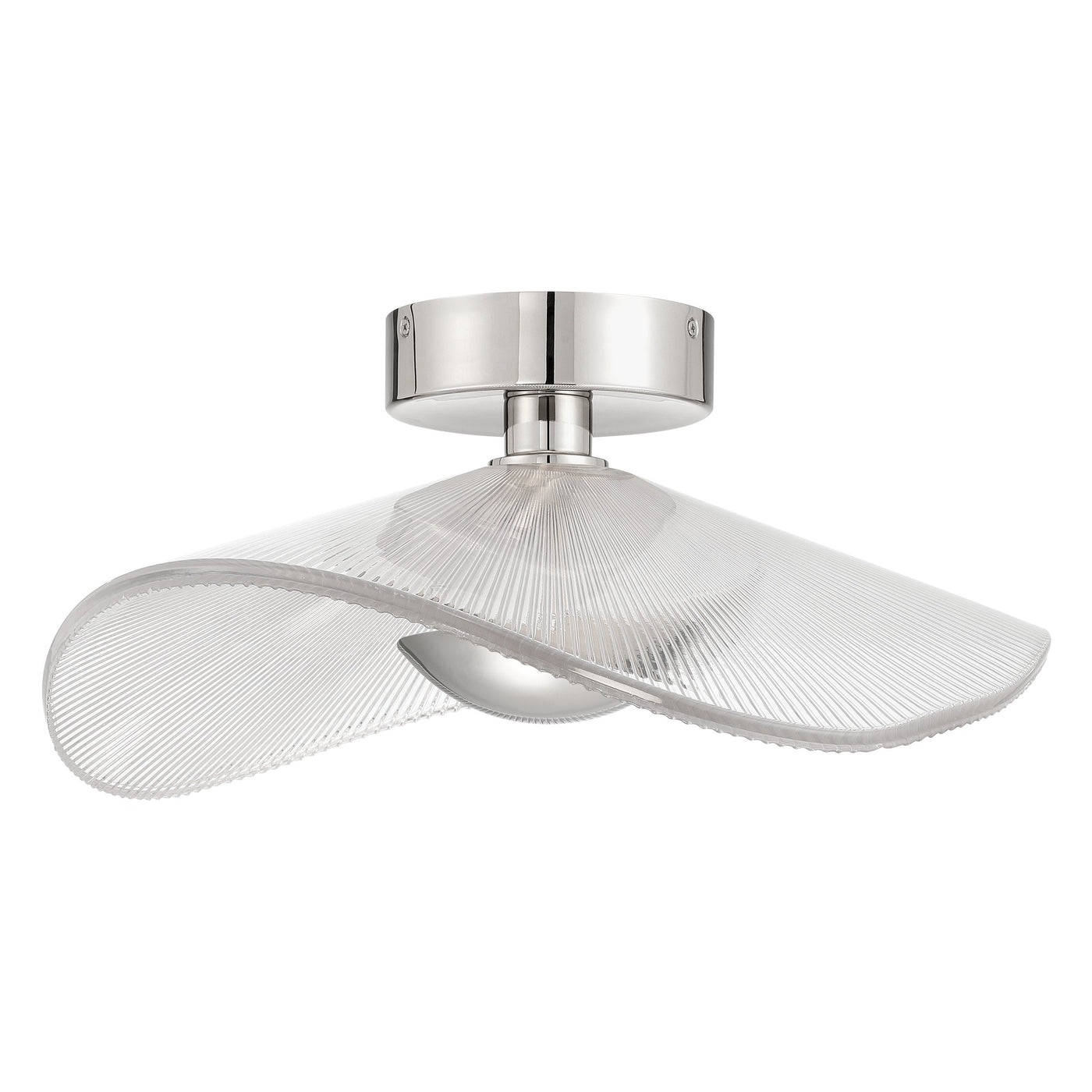 Novella 18-inch Polished Nickel LED Convertible Pendant with Clear Ribbed Glass Shade