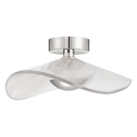Novella 18-inch Polished Nickel LED Convertible Pendant with Clear Ribbed Glass Shade