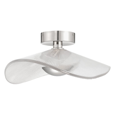Novella 18-inch Polished Nickel LED Convertible Pendant with Clear Ribbed Glass Shade