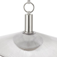 Novella 18-inch Polished Nickel LED Convertible Pendant with Clear Ribbed Glass Shade