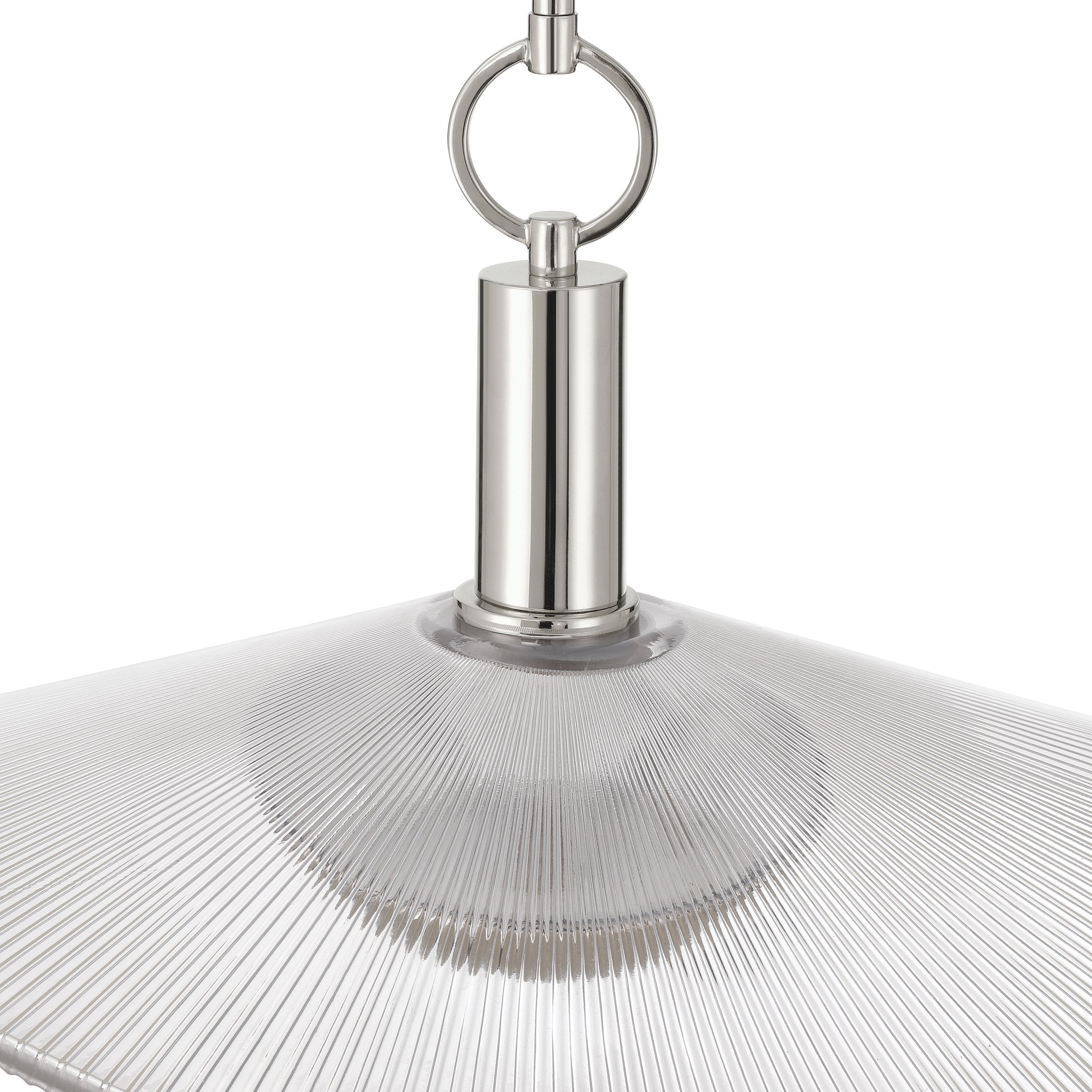 Novella 18-inch Polished Nickel LED Convertible Pendant with Clear Ribbed Glass Shade