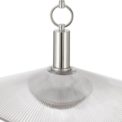 Novella 18-inch Polished Nickel LED Convertible Pendant with Clear Ribbed Glass Shade