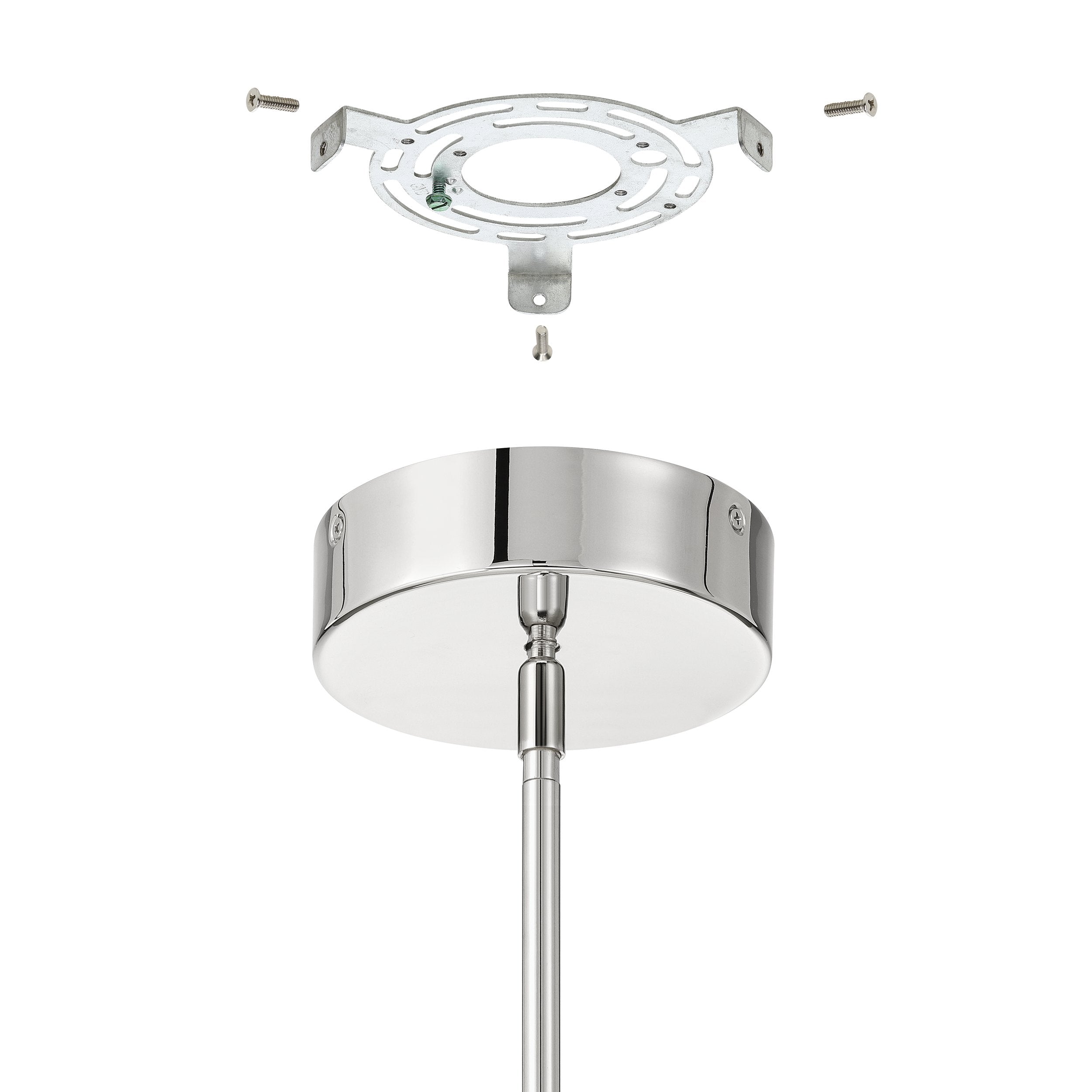 Novella 18-inch Polished Nickel LED Convertible Pendant with Clear Ribbed Glass Shade