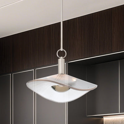 Novella 18-inch Polished Nickel LED Convertible Pendant with Clear Ribbed Glass Shade