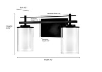 16'' Huderson Matte Black 2 Light Bath Vanity