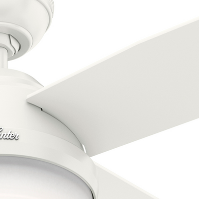 52 inch Dempsey Fresh White Damp Rated Ceiling Fan with LED Light Kit and Handheld Remote