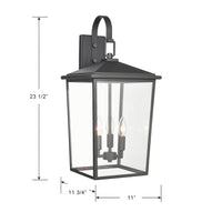11'' Fetterton Powder Coated Black 3 Light Wall Sconce