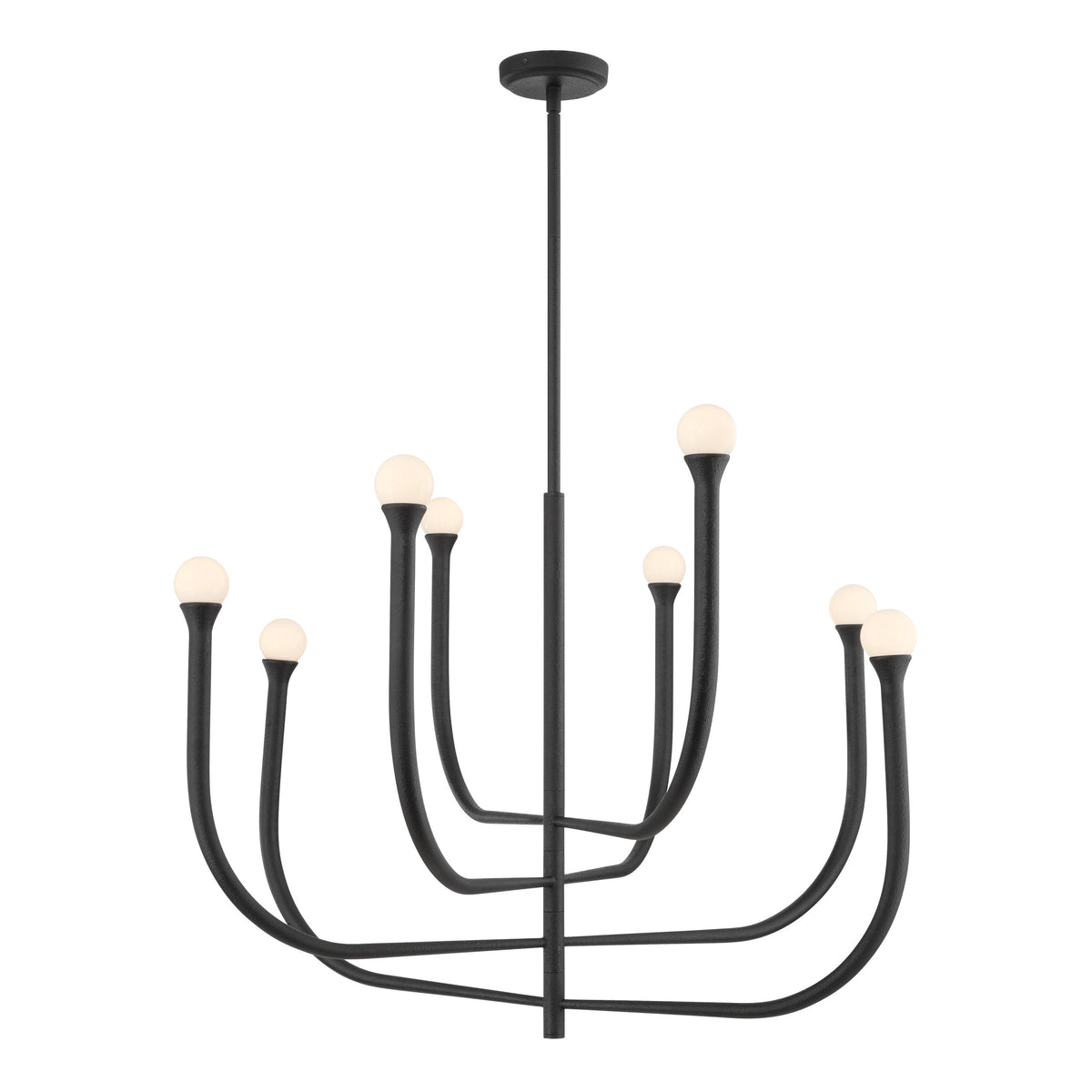 Dahlia 36-inch 8-light Plaster Black Chandelier with Opal Glass Shades