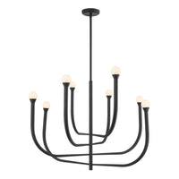Dahlia 36-inch 8-light Plaster Black Chandelier with Opal Glass Shades