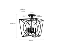 14'' Tracy Matte Black 4 Light Semi-Flush Mount