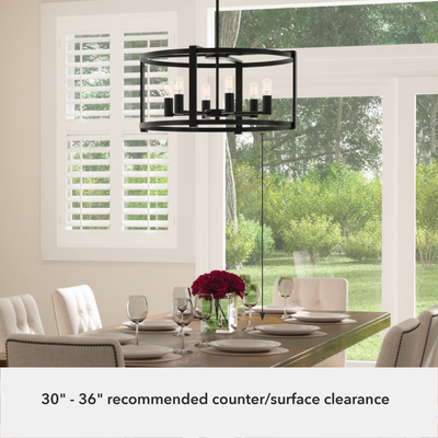 Astwood 26-inch 6-light Matte Black Drum Chandelier with Clear Glass