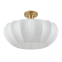 Bryony 22-inch 4-light Brushed Gold Convertible Pendant with White Synthetic Silk Shades