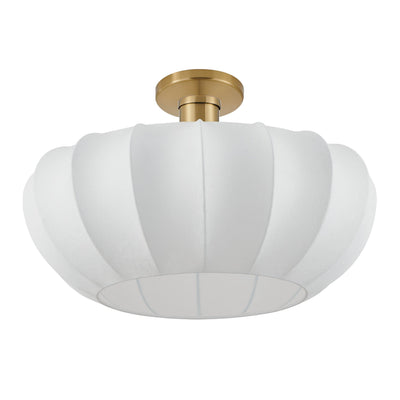 Bryony 22-inch 4-light Brushed Gold Convertible Pendant with White Synthetic Silk Shades