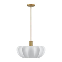 Bryony 22-inch 4-light Brushed Gold Convertible Pendant with White Synthetic Silk Shades