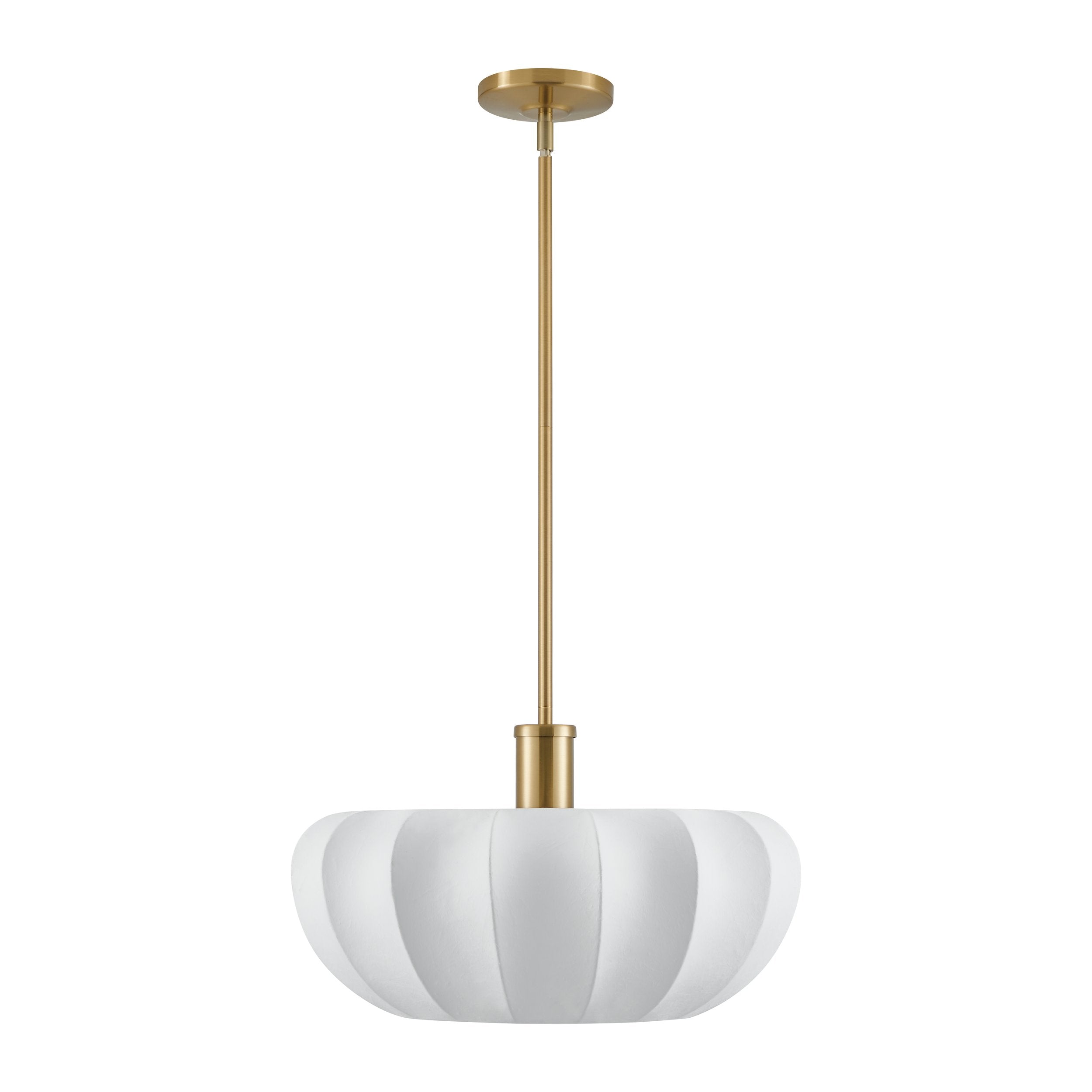 Bryony 22-inch 4-light Brushed Gold Convertible Pendant with White Synthetic Silk Shades
